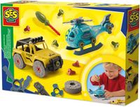 SES Creative – Schroefbouwset voor voertuigen – bouwbare helikopter en terreinwagen – 20‑delige veilige kunststof schroefset – STEM-probleemoplossend spel – Made in Holland – Leeftijd 5+
