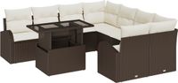 vidaXL Tuinbank - Set - 9 - st - Bruin - poly - rattan