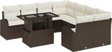 vidaXL Banc de jardin - Set - 9 - pièces - Marron - poly - rotin