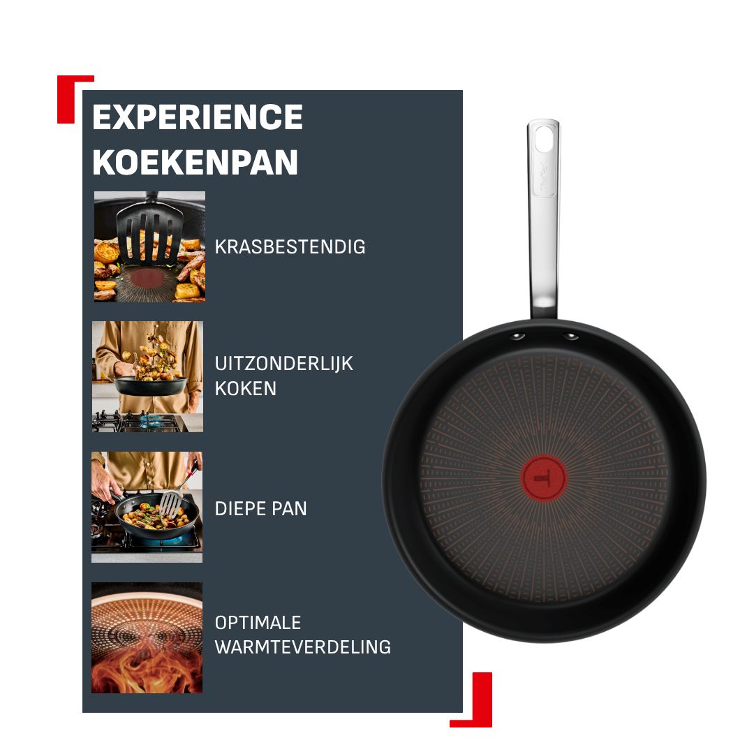 Tefal Experience Koekenpan 24 cm - Fusion Core - Zwart - Inductie