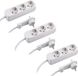 Meister Multiprise 3 voies - Lot de 3 - Prise extra plate - Câble de 1,4 m - Blanc