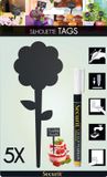 Securit chalkboard tag silhouette flower set of 5