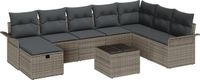 vidaXL Tuinbank - Set - 9 - st - Poly - rattan - Grijs/ Donkergrijs - 2 zitplekken