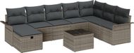 vidaXL Banc de jardin - Set - 9 - pièces - Polyrotin - Gris/Gris foncé - 2 places