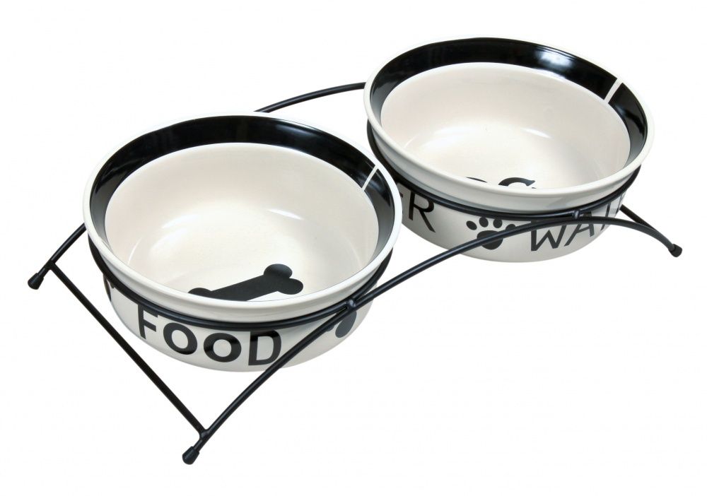 TRIXIE Eat on Feet Voerbakset - 2 x 1,6 l - Zwart/Wit