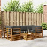 vidaXL Acacia Hout Bank Loungeset Natuurlijk en Antraciet