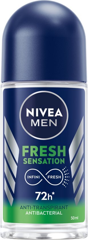 NIVEA MEN Fresh Sensation Anti-transpirant Roll-on - Infinifresh - 72 uur bescherming - Antibacterieel en alcoholvrij - 6 x 50 ml