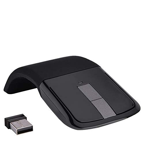 Be Winner Opvouwbare draadloze aanraakmuis, ergonomische foto-elektrische opvouwbare gamingmuizen met 1000 DPI en USB-ontvanger voor pc/notebook/Smart TV (zwart)