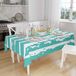 Bonamaison Tafelkleed, Anti-Mold, Sneldrogend, Waterdicht, 100% Polyester Tafellaken, Turkoois, wit, 140 x 160 Cm
