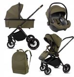 BabyLux® Kinderwagen 3in1 Set CASTOR, Opvouwbare Lichtgewicht Kinderwagenset Incl. Reiswieg, Buggy, I-Size Baby-Autostoeltje, Luiertas En Meer Accessoires, 4 Ligstanden, 0-22kg, Uv-Bescherming 50+