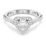 Swarovski Una Angelic ring met motief, Verschillende slijpvormen, Hart, Wit, Rodium toplaag