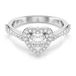 Swarovski Una Angelic ring met motief, Verschillende slijpvormen, Hart, Wit, Rodium toplaag