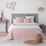Douceur d'intérieur Mellow Chic Gewatteerde Bedloper (80 x 180 cm) Roze/Wit