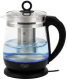 Adler Ad 1299 Glazen waterkoker, 1,5 L, temperatuurregeling, LED, Zwart