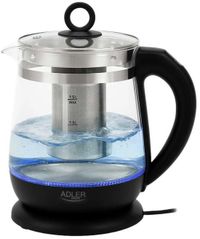Adler Ad 1299 Bouilloire en verre, 1,5 L, contrôle de température, LED, Noir