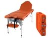 QUIRUMED Opvouwbare ligstoel, met dubbele rugleuning, aluminium, kunstleer, oranje, 186 x 66 cm, draagbaar, afneembare kop, gezichtsgat, in hoogte verstelbaar, tot 150 kg
