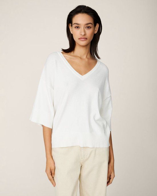 MSCH Eslina Rachelle 2/4 V Pullover Egret - Wit - Maat L/XL - Dames