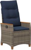 vidaXL Ligstoel voor Tuin Grijs en Marineblauw 64 x 57,5 x 112 cm