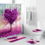 JMKA Rideau de douche - 180 x 180 cm - Rose foncé - Anneaux inclus