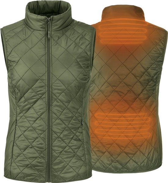 30SEVEN Verwarmde mouwloze vest - Slim Fit Vrouwen - Kaki - XS