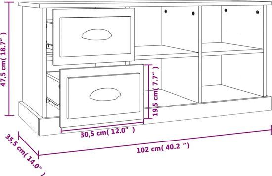 vidaXL Tv-meubel 102x35,5x47,5 cm bewerkt hout grijs sonoma eikenkleur