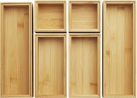 ORGA-BOX BAMBOO opbergbox 6-delige set (geolied, 3 maten 85/171/257 x 85 x 50 mm) stapelbare lade-indeling voor keuken, badkamer en kantoor