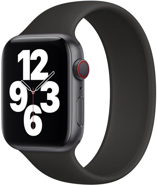 Apple Siliconen solobandje voor de Apple Watch | 44/45/46/49 mm - Maat 11 - Zwart