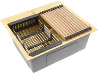 Rea - Stalen Spoelbak Met Accessoireset 3-delig Leo 50 Brush Gold Beige accessoires