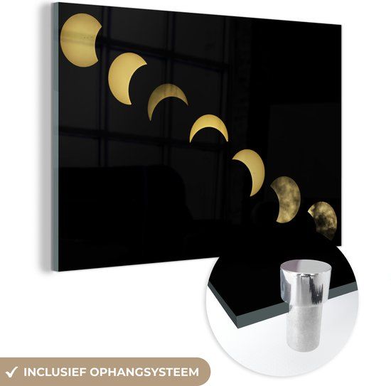 MuchoWow® Glasschilderij 150x100 cm - Acrylglas Schilderij - Eclips - Foto op glas - Modern