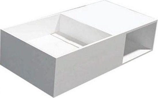 Douche Concurrent Wastafel Hangend QWEE-80 - Solid Surface - Glans Wit - Zonder Kraangat