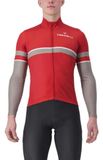 CASTELLI Retta LS Jersey maillot de cyclisme à manches longues, Pompeian Red/Nikkel Gray, 3XL