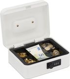 Merkloos Relaxdays Geldkistje met Cijferslot - 8,5 x 20 x 17 cm - Wit