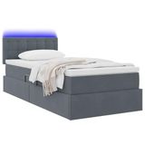 vidaXL LED opbergbed met matras Donkergrijs 90 x 190 cm Fluweel