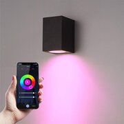 HOFTRONIC Homeylux® Smart Wifi LED Wandlamp Zwart met 5,5W Dimbare RGBWW GU10 spot - IP44 - 400lm - Marion - Geschikt voor Binnen en Buiten