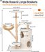 Arbre à chat - 136 cm - Utilisable pour chats d'intérieur - 5 niveaux - Tunnel et maisonnette en saule - Poteaux à gratter en sisal - Blanc