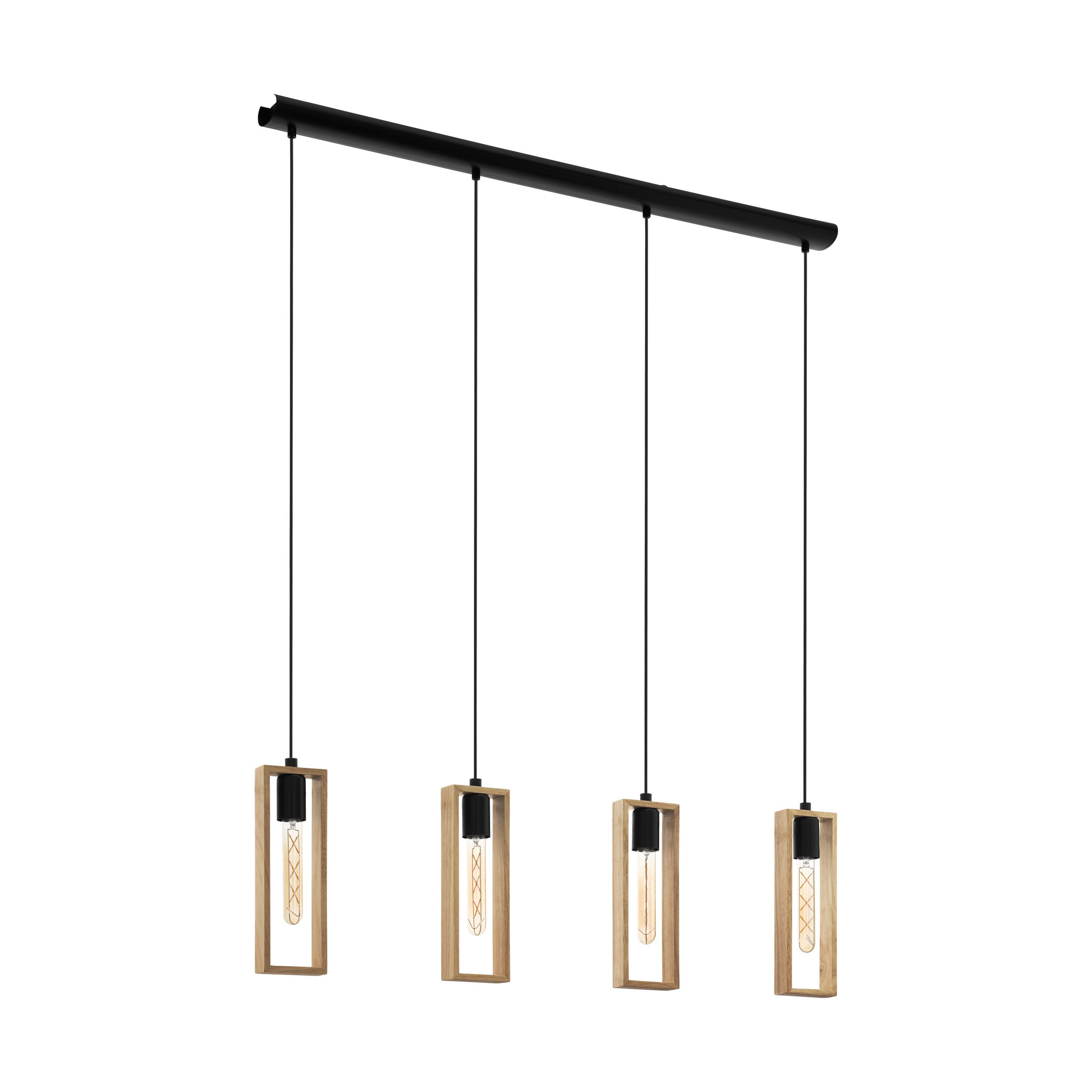 EGLO Littleton Hanglamp - 116 cm - Staal, Hout