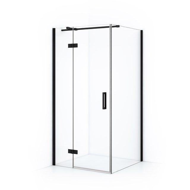 Maxaro Douchecabine Diamond 100x80cm 8mm Helder Veiligheidsglas Mat Zwart met Draaideur