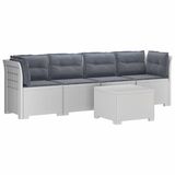 vidaXL - 4-Zits - Tuin - Sofa - met - Kussens - Rieten - Look - PP - Wit