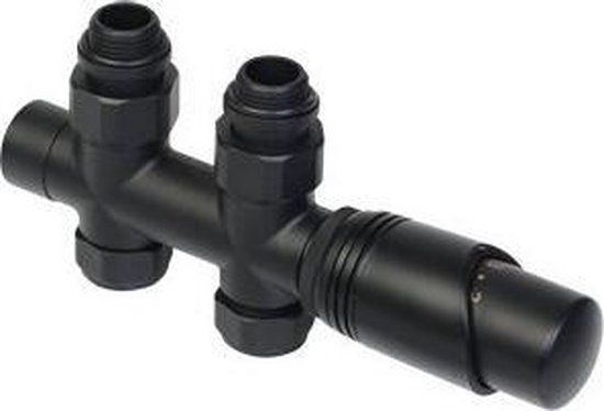 Plieger Como Design Onderblok Set Recht - Mat Zwart - 15/16mm