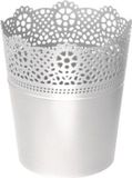 Prosper Plast Decoratieve bloempot Lace D18cm H21cm wit / kunststof
