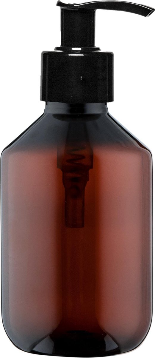 Claudius Cosmetics B.V. Lege Plastic Flessen 200 ml – 10 stuks - PET Bruin 28 navulbaar - met zwarte pomp - leeg