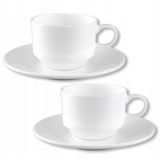 Wilmax Porseleinen Theekopjes met Schoteltjes, 160ml, Set van 2