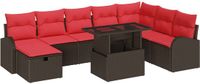 vidaXL Tuinbank Set 4 zitplekken Bruin Polyrattan