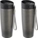 Merkloos / Sans marque Inspirion Gmbh RVS Thermosbeker - Set van 2x stuks - Koffie/thee reisbeker - Isoleerbeker - grijs - 380 ml
