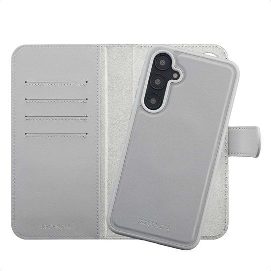 Selencia Hoesje - Geschikt voor Samsung Galaxy A55 (5G) - Olyn Uitneembare Bookcase met Magnetische Ring - Grijs