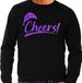Bellatio Decorations Foute Kersttrui/sweater voor heren - cheers! - zwart - glitter paars - kerstfeest S