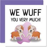 Verjaardagskaarten van de honden - We Wuff You Very Much - Happy Birthday-kaart van Doggie voor mama, grappige honden-papa-geschenken, 145 mm x 145 mm grap, Moederdag, Vaderdag wenskaarten voor papa,