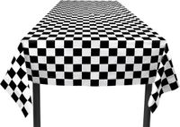 Merkloos Tafelkleed Finish - 2x - racing thema - zwart/wit- geblokt - 130 x 180 cm - polyethyleen - Feestartikelen/versiering - Max thema