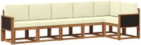 vidaXL - Hoek loungeset - 6 zitplekken - Naturel en crème - Polyester
