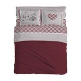 PENSIERI DELICATI Beddengoedset voor tweepersoonsbed, flanel, 100% katoen, warm en zacht, 2-zits, 180 x 200 cm, met laken, bovenkant en 2 kussenslopen, gemaakt in Italië, chalet rood